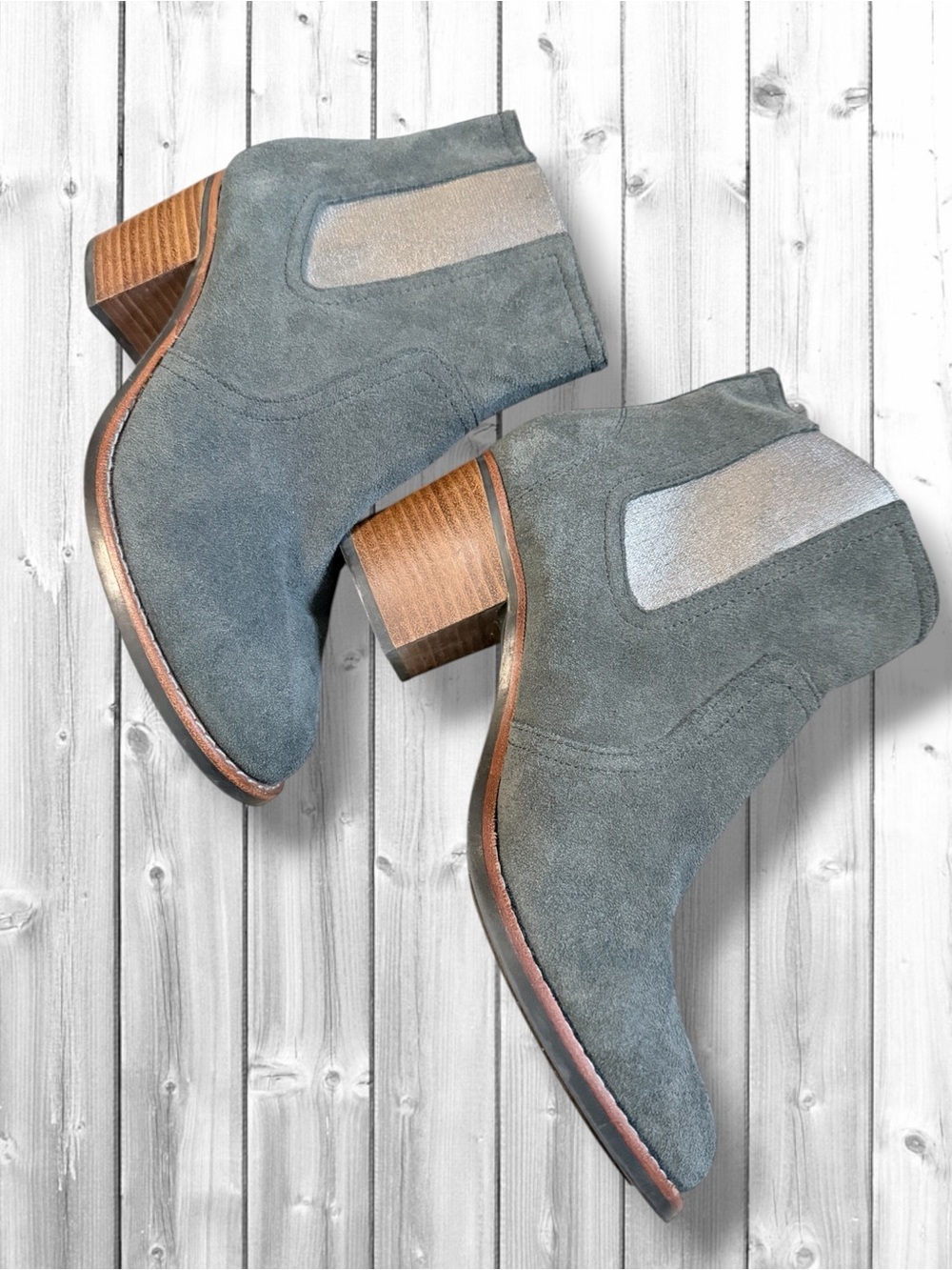 🌸Sperry Gray Suede Marlow Ankle Booties with Wood Block Heel